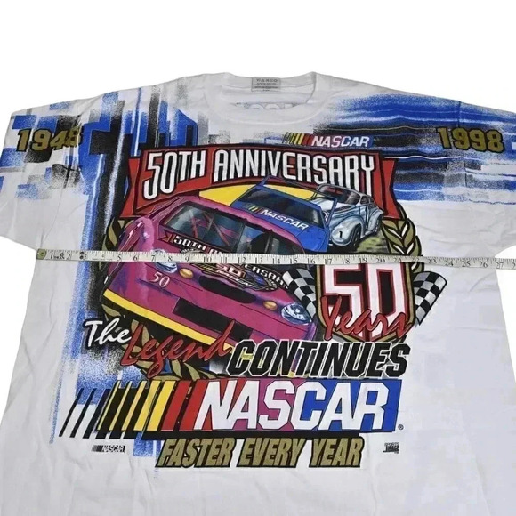 Vintage 1998 Nascar T-Shirt 50th Anniversary The Legend Continues AOP Size XL - Picture 9 of 10